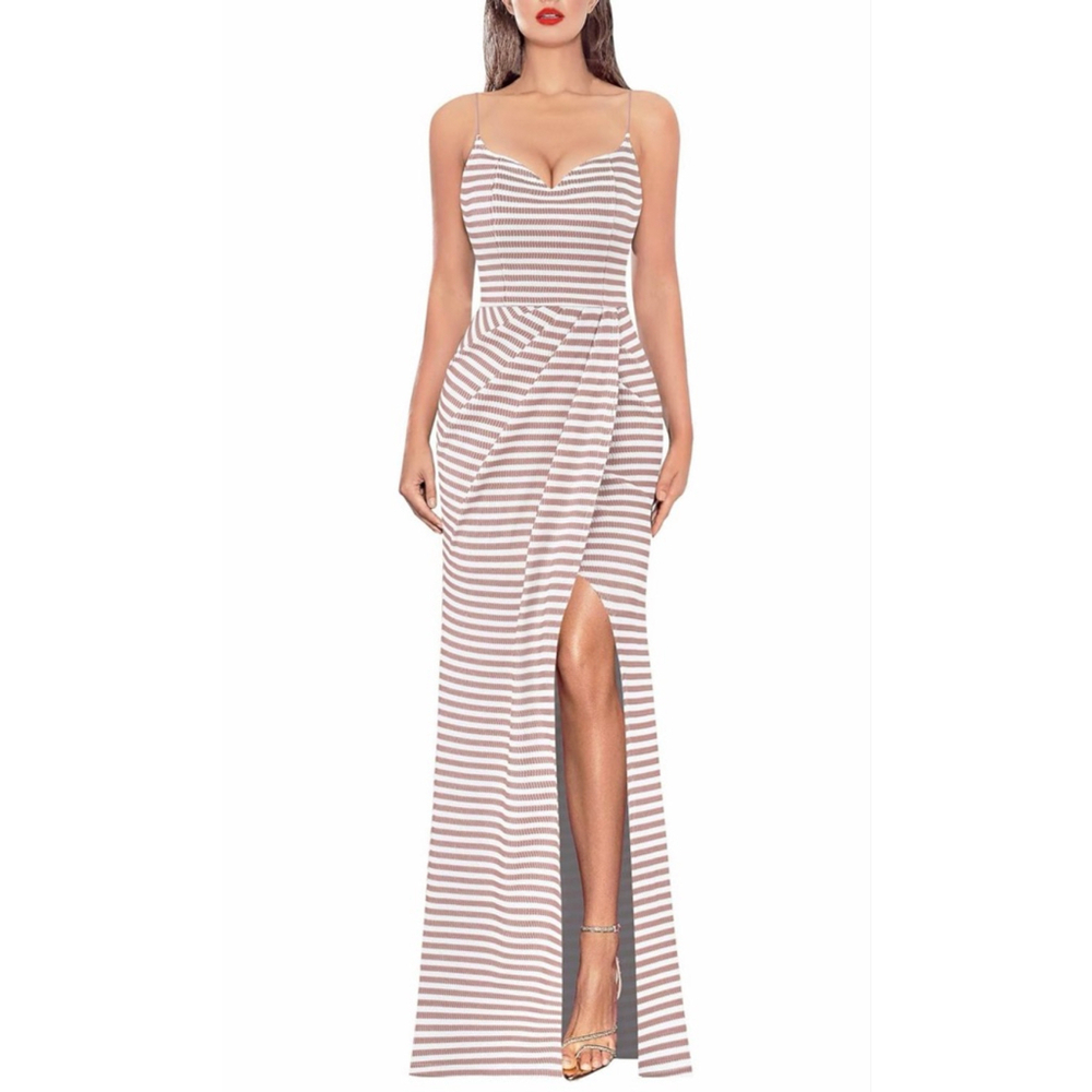 NEW Formal Ruched Fitted High Slit Bodycon Maxi Dress Gown